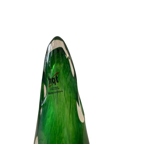 Hand Blown Solid Art Glass CHRISTMAS TREE 11in Green Holiday Decor NEW - Picture 7 of 10